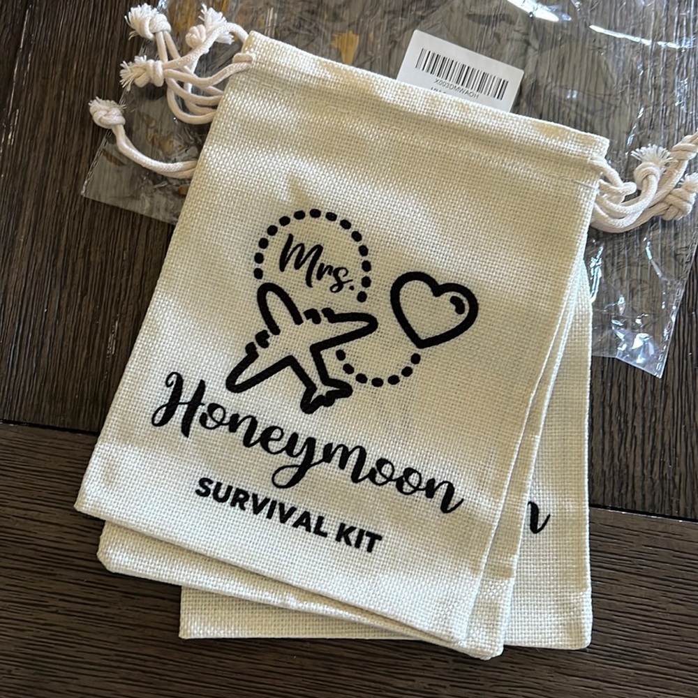 Honeymoon survival kit bags